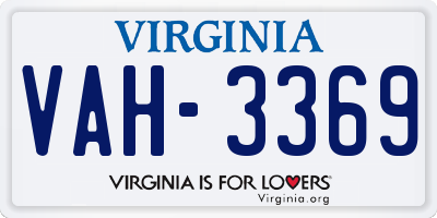 VA license plate VAH3369