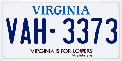 VA license plate VAH3373
