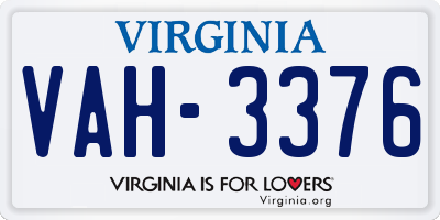 VA license plate VAH3376