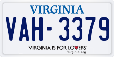 VA license plate VAH3379