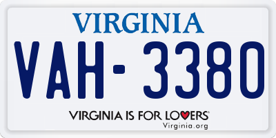 VA license plate VAH3380