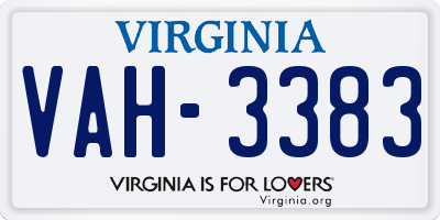VA license plate VAH3383