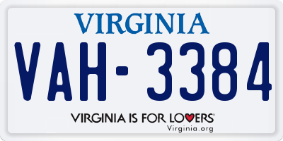 VA license plate VAH3384