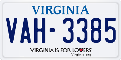 VA license plate VAH3385