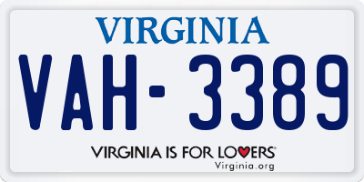 VA license plate VAH3389