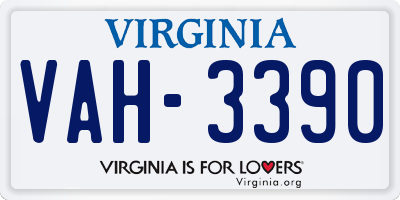 VA license plate VAH3390