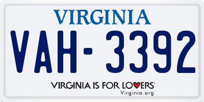 VA license plate VAH3392