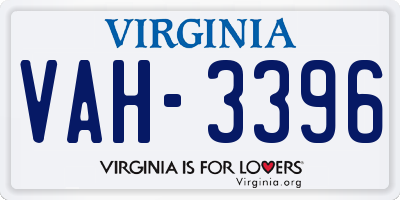 VA license plate VAH3396