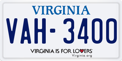 VA license plate VAH3400