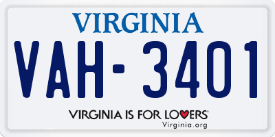 VA license plate VAH3401