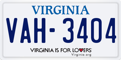 VA license plate VAH3404
