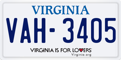 VA license plate VAH3405