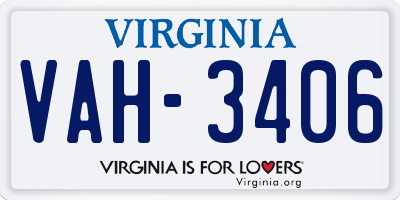 VA license plate VAH3406