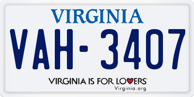 VA license plate VAH3407