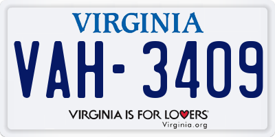 VA license plate VAH3409