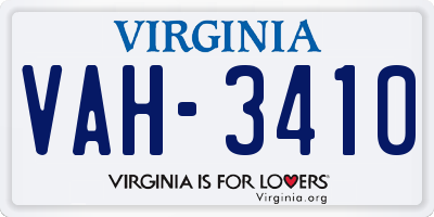VA license plate VAH3410