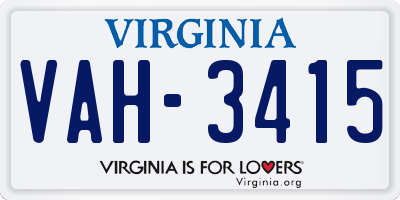 VA license plate VAH3415