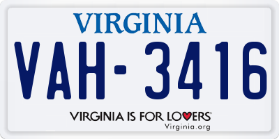VA license plate VAH3416