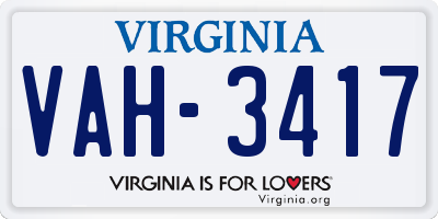 VA license plate VAH3417