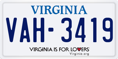 VA license plate VAH3419