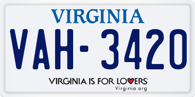 VA license plate VAH3420