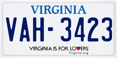 VA license plate VAH3423