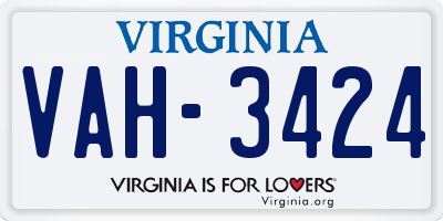 VA license plate VAH3424
