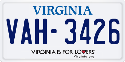 VA license plate VAH3426