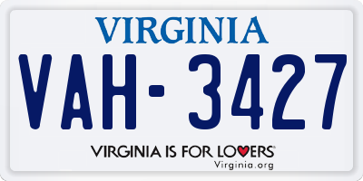 VA license plate VAH3427