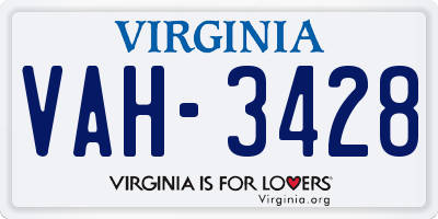 VA license plate VAH3428