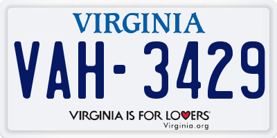 VA license plate VAH3429