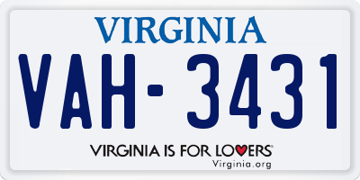 VA license plate VAH3431