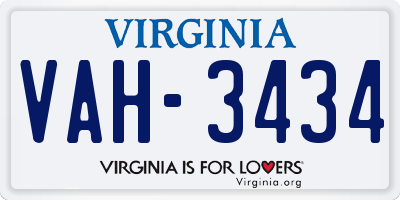 VA license plate VAH3434