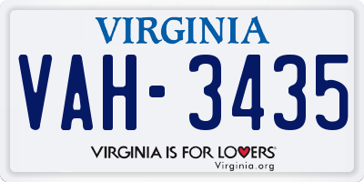 VA license plate VAH3435