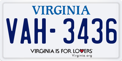 VA license plate VAH3436