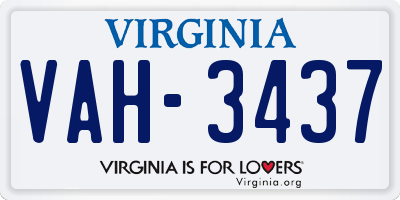 VA license plate VAH3437
