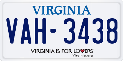 VA license plate VAH3438