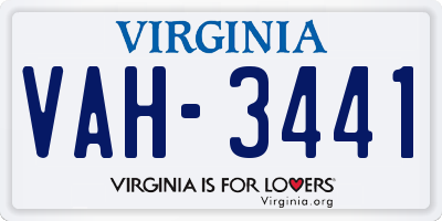 VA license plate VAH3441