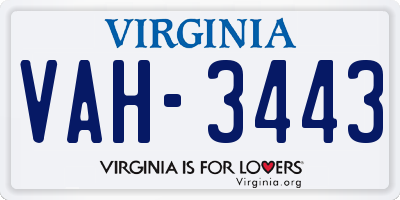 VA license plate VAH3443
