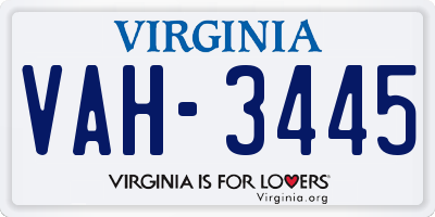 VA license plate VAH3445