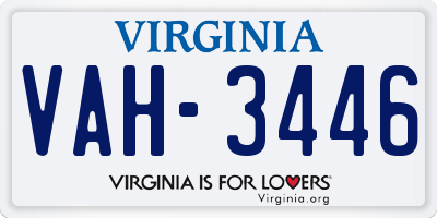 VA license plate VAH3446