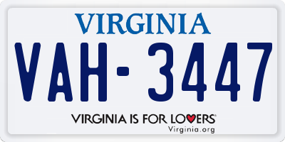 VA license plate VAH3447