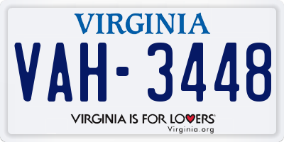 VA license plate VAH3448