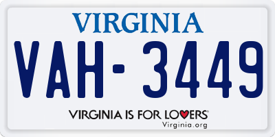 VA license plate VAH3449