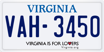 VA license plate VAH3450