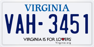 VA license plate VAH3451