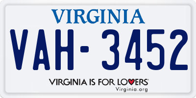 VA license plate VAH3452