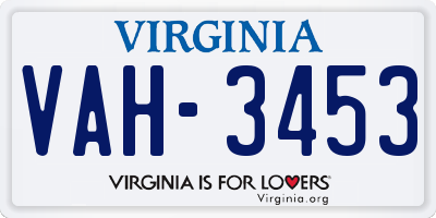 VA license plate VAH3453