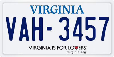 VA license plate VAH3457