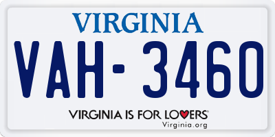 VA license plate VAH3460